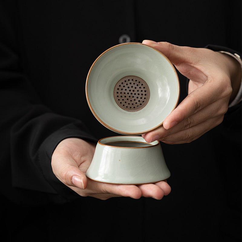 Ensemble de filtres à thé en céramique Gohobi Tianqing Ru Kiln