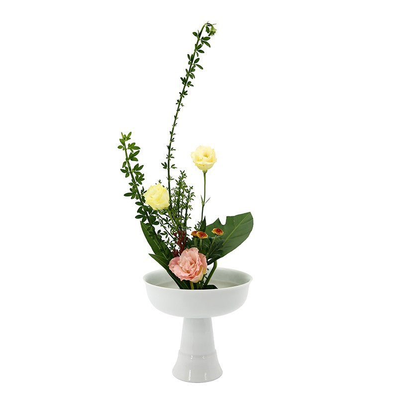 Gohobi High-Foot Ikebana Ceramic Vase – Handmade Zen Flower Arrangement Vessel