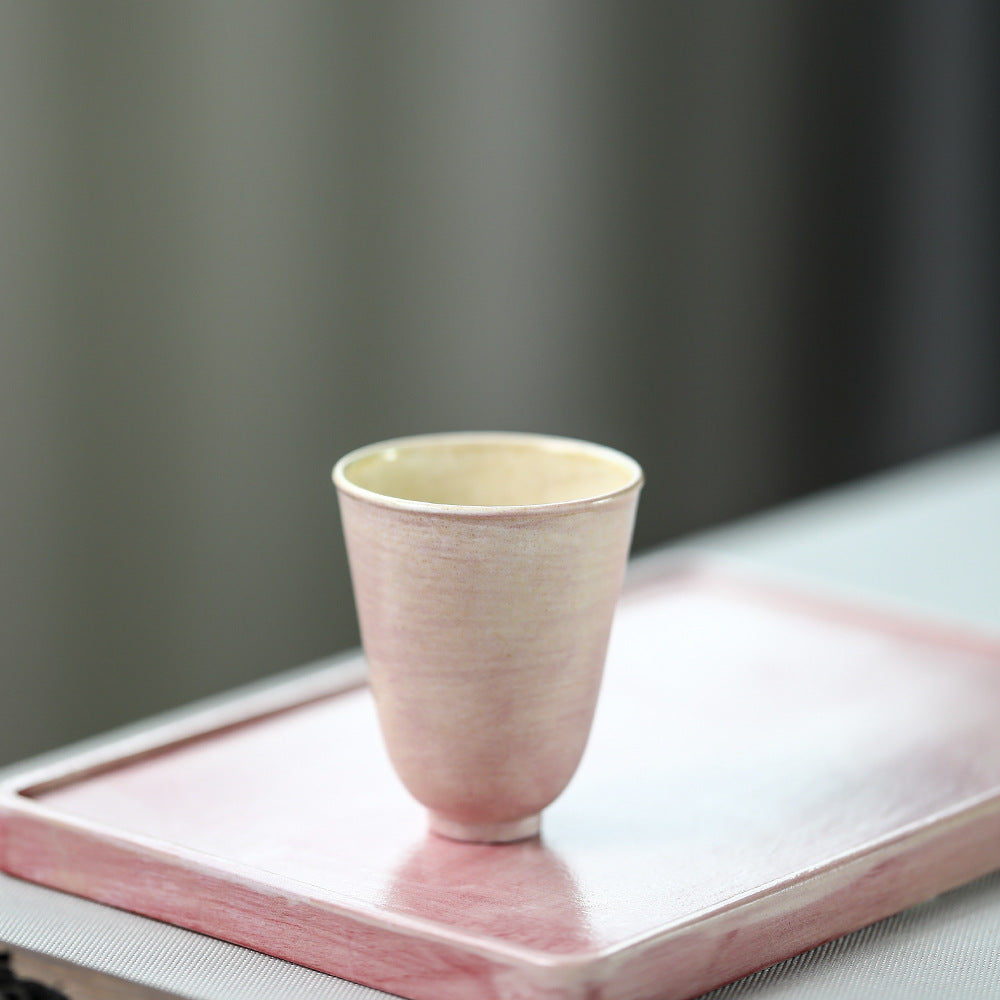 Gohobi Tasse de dégustation de thé en céramique rose faite à la main