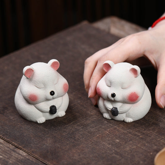 Gohobi Yixing Purple Clay Mouse Tea Pet – Handmade Lucky Ornament