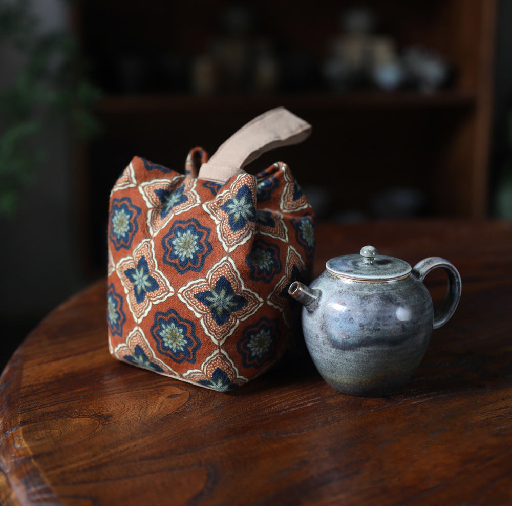 Sac de voyage de rangement pour théière à motif floral ancien de Gohobi