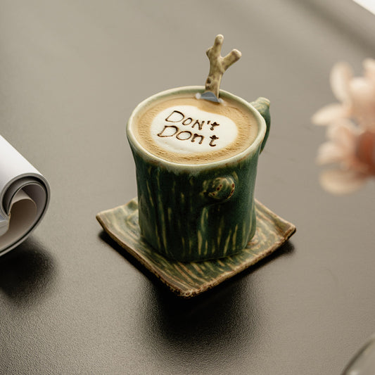 Gohobi Rustic Ceramic Coffee Cup & Saucer Set