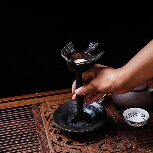 Gohobi Cast Iron Large Standing Bird Candle Holder