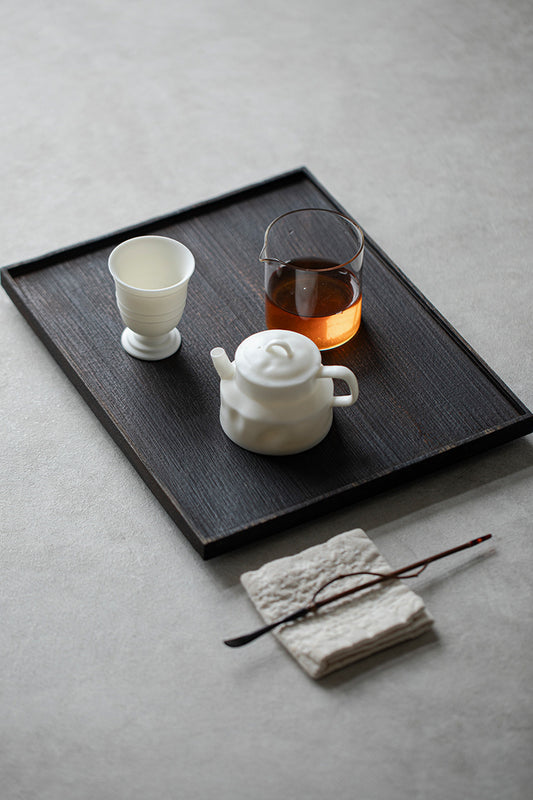 Gohobi Japanese-style Wabi-Sabi Rectangular Wooden Black Tray 005