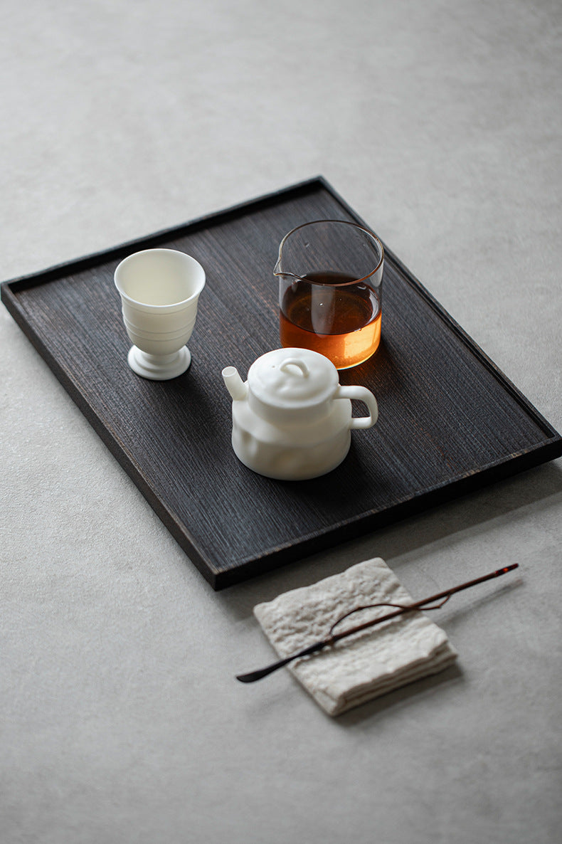 Gohobi Japanese-style Wabi-Sabi Rectangular Wooden Black Tray 005