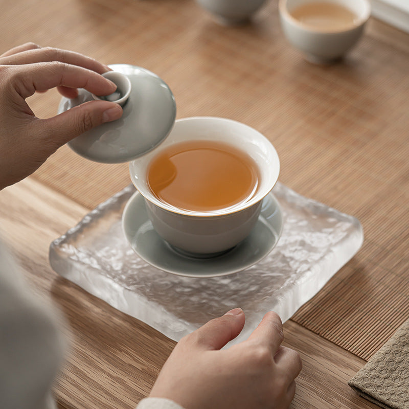 Bol à couvercle Sancai en glaçure de suie et de cendre glacée de style japonais, grande tasse à thé en céramique, bol à thé, service à thé Kung Fu, infuseur à thé, bol à thé