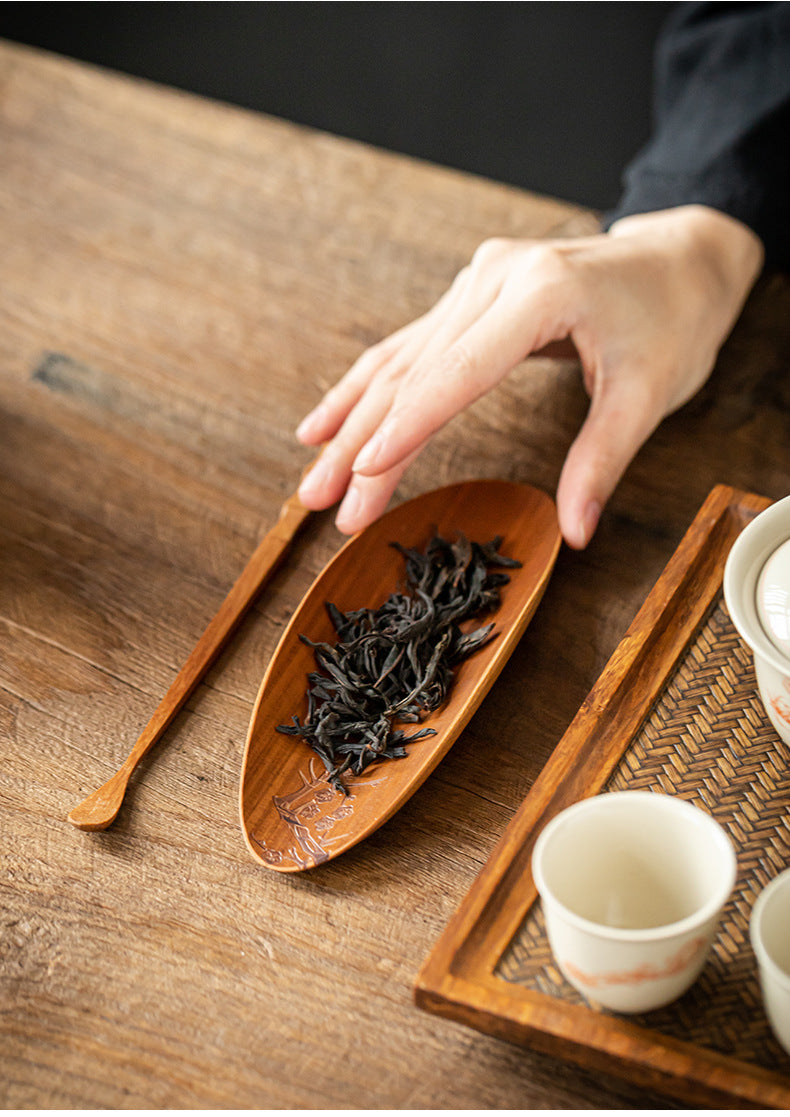 Gohobi Retro Bamboo Chaze Tea Tool Set – Handmade Chinese Tea Lotus Scoop, Teaspoon & Tea Needle Three-Piece Set