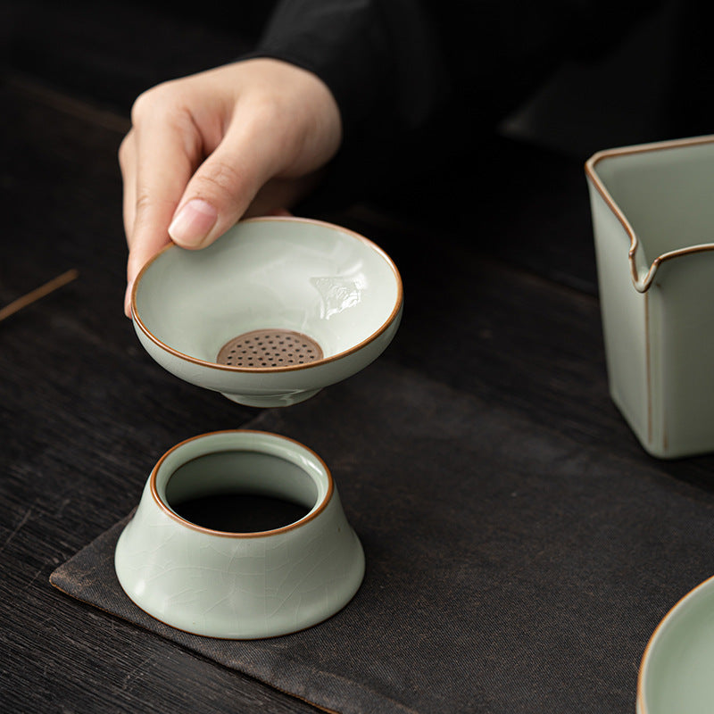 Ensemble de filtres à thé en céramique Gohobi Tianqing Ru Kiln