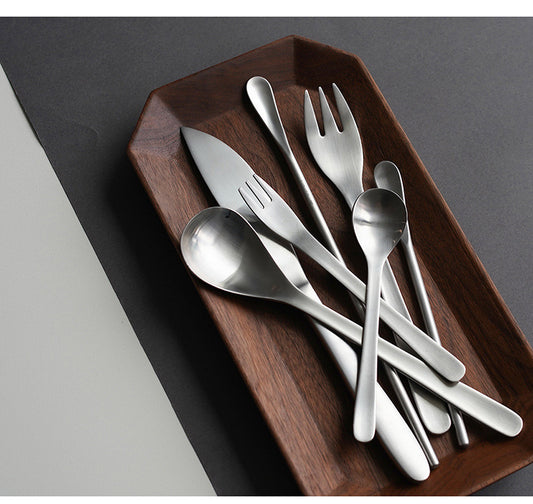 Couverts japonais Gohobi en acier inoxydable délavé avec finition mate et brossée