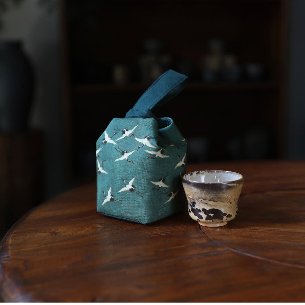 Gohobi Birds Mountains Rivers Teaware Storage Travel Bag (Handle Version) Shifuku