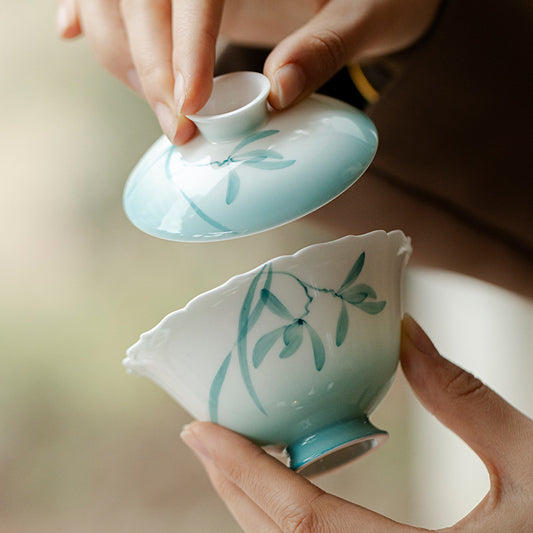 Gohobi Hand-Painted Gradient Orchid Gaiwan