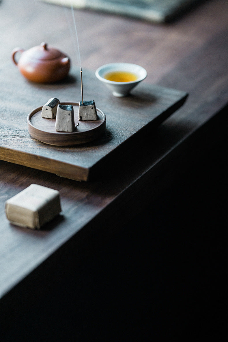 Bouchon d'encens japonais rétro créatif fait à la main, siège d'encens table d'encens plateau de bouchon d'encens de cérémonie du thé à la maison zen
