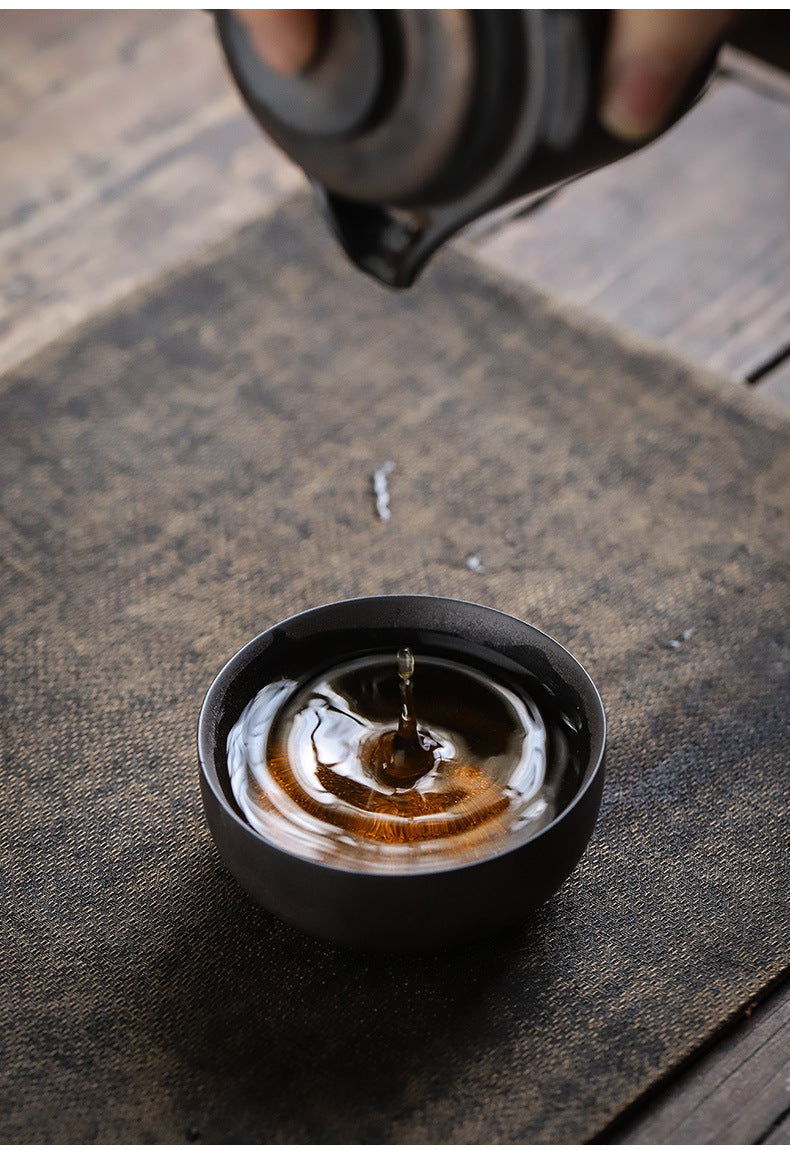 Gohobi Vintage Rustic Ceramic Travel Tea Set