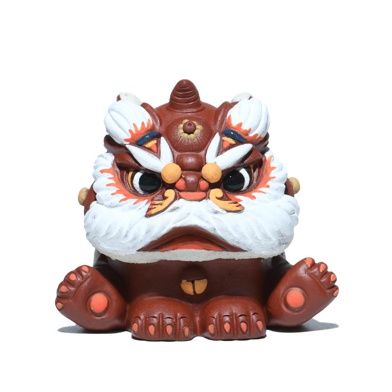 Gohobi Yixing Purple Clay Lion Dance Tea Pet – Handmade Guardian Ornament