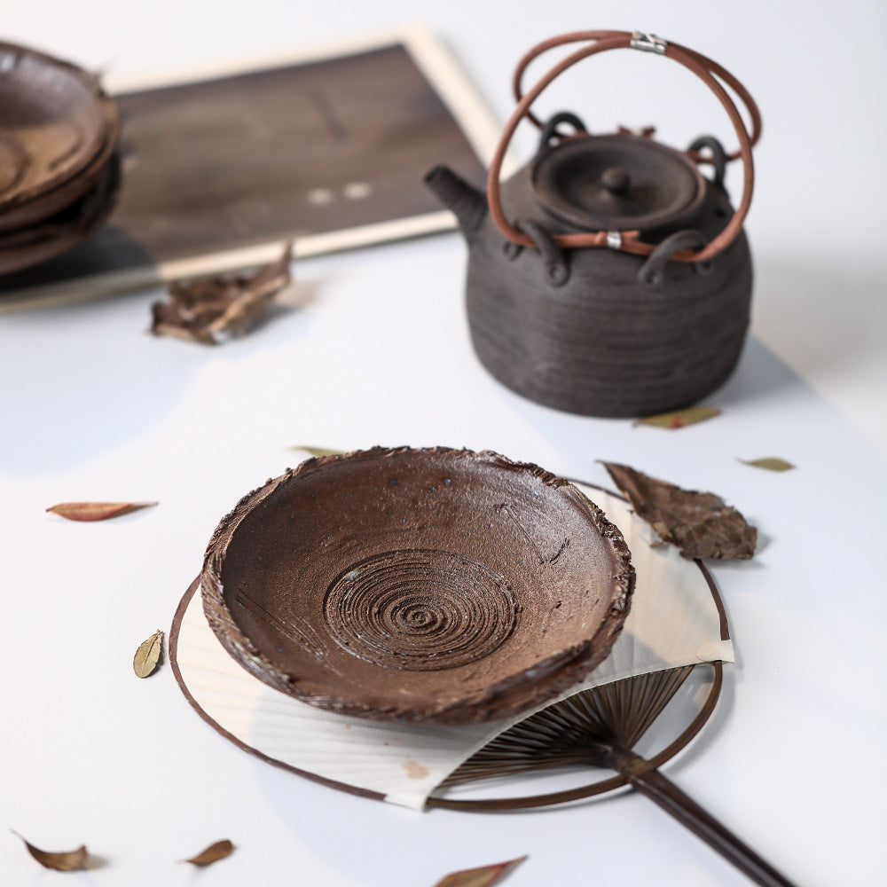 Plateau de service Wabi-Sabi fait main Gohobi Plateau à théière Assiette