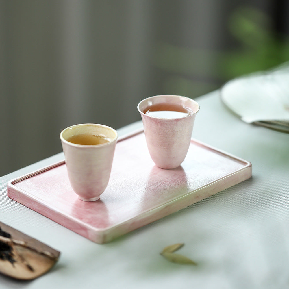 Gohobi Tasse de dégustation de thé en céramique rose faite à la main