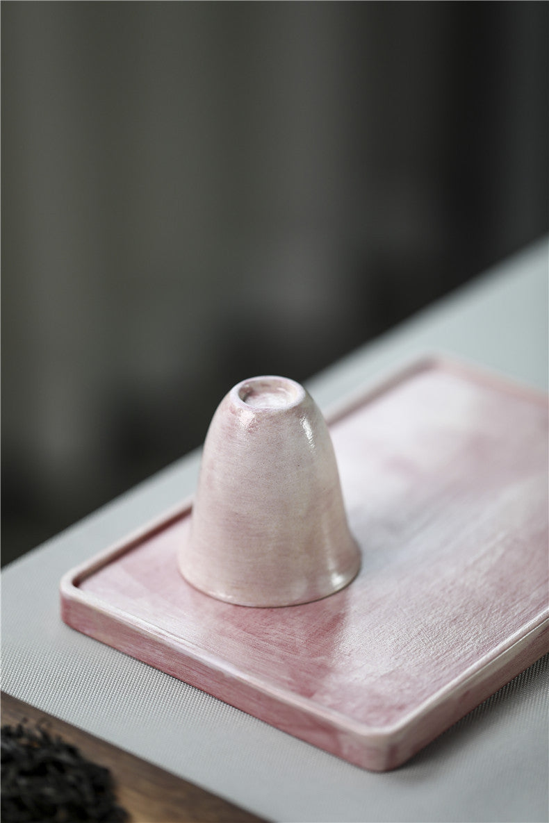 Gohobi Tasse de dégustation de thé en céramique rose faite à la main