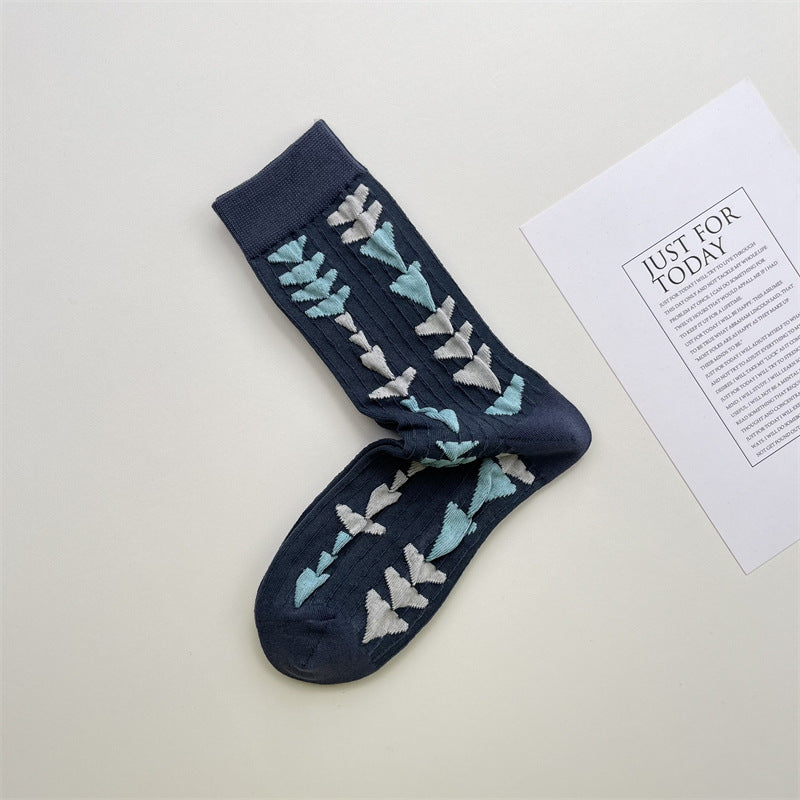 Gohobi Embossed Floral Geometric Socks