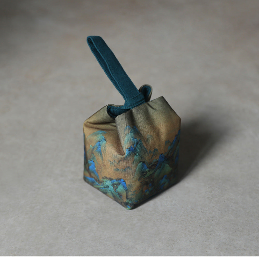 Gohobi Birds Mountains Rivers Teaware Storage Travel Bag (Handle Version) Shifuku