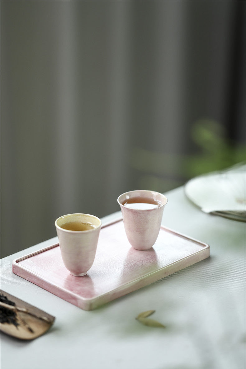 Gohobi Tasse de dégustation de thé en céramique rose faite à la main