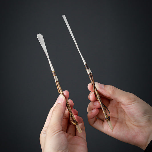 Gohobi Handcrafted Silver Bamboo Tea Scoop