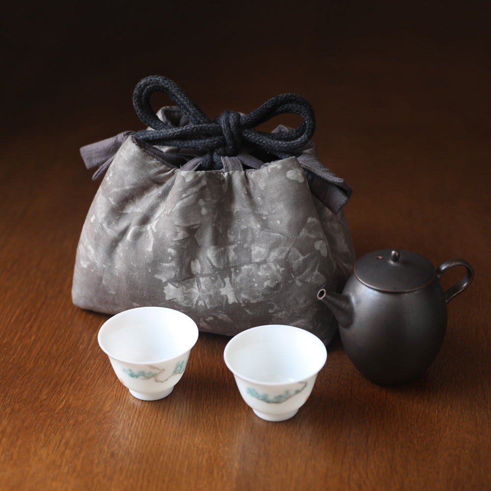 Gohobi Large Dyed Fabric Teaware Storage Travel Bag Shifuku