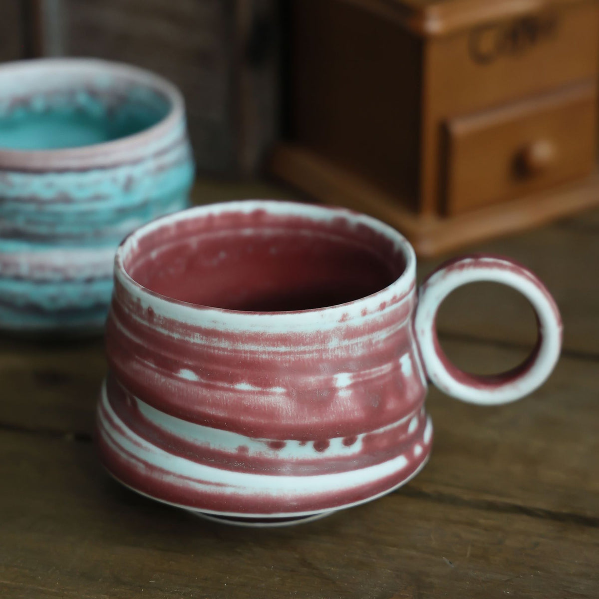 Gohobi Handmade Afternoon Japanese Stoneware Coffee Latte Mug and Saucer Set