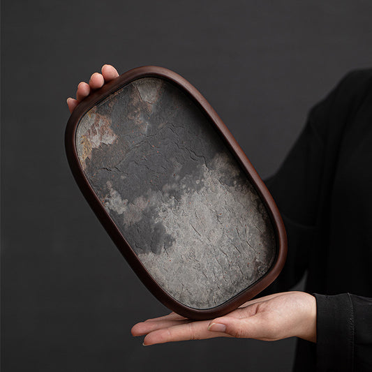 Gohobi Rock Surface Oval Tea Tray