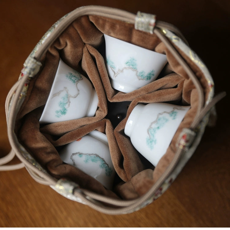 Gohobi Colourful Brocade Teaware Storage Travel Bag Shifuku