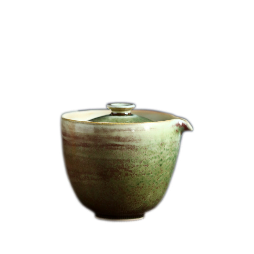 Gohobi Retro Handmade Soda Glaze Green Gaiwan Tea Bowl Hohin Teapot