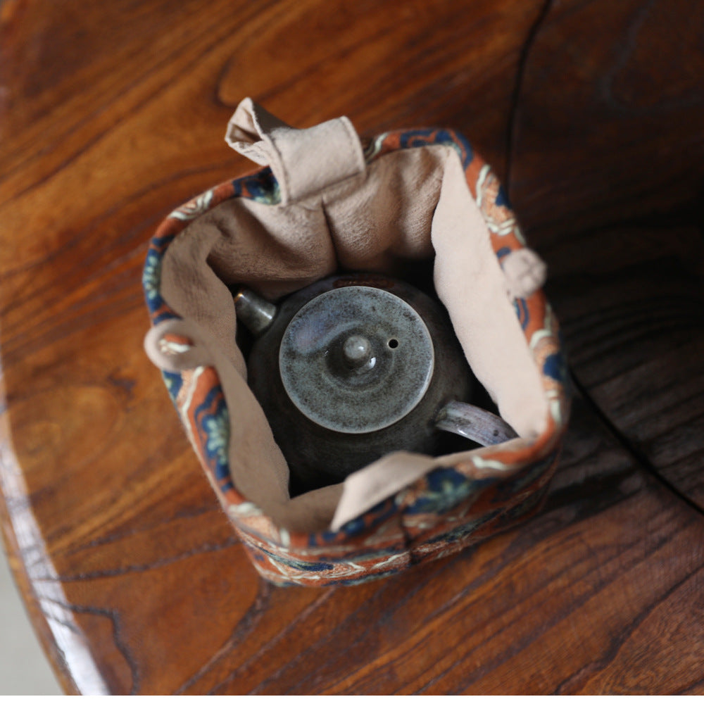 Sac de voyage de rangement pour théière à motif floral ancien de Gohobi
