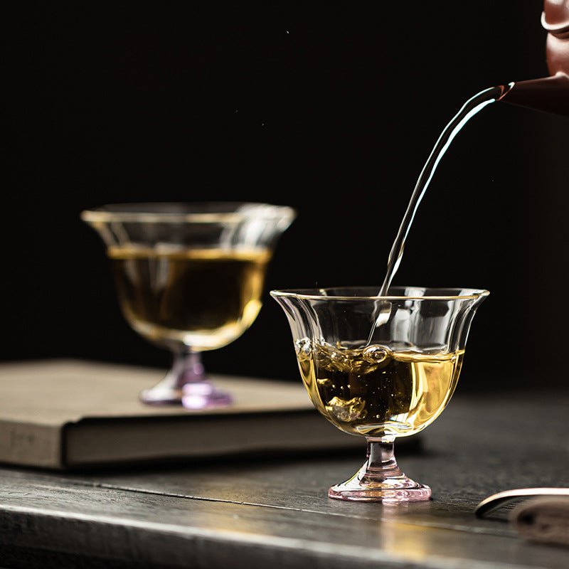 Gohobi High Borosilicate Glass Tall Footed Tea Cup – Transparent Heat-Resistant Master Cup for Gongfu Tea, Chinese Teaware for Home Use