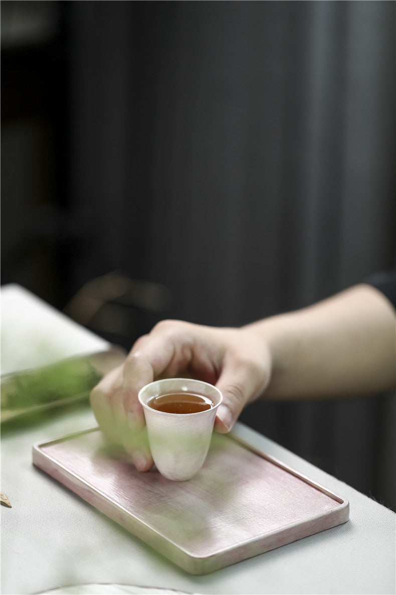 Gohobi Tasse de dégustation de thé en céramique rose faite à la main