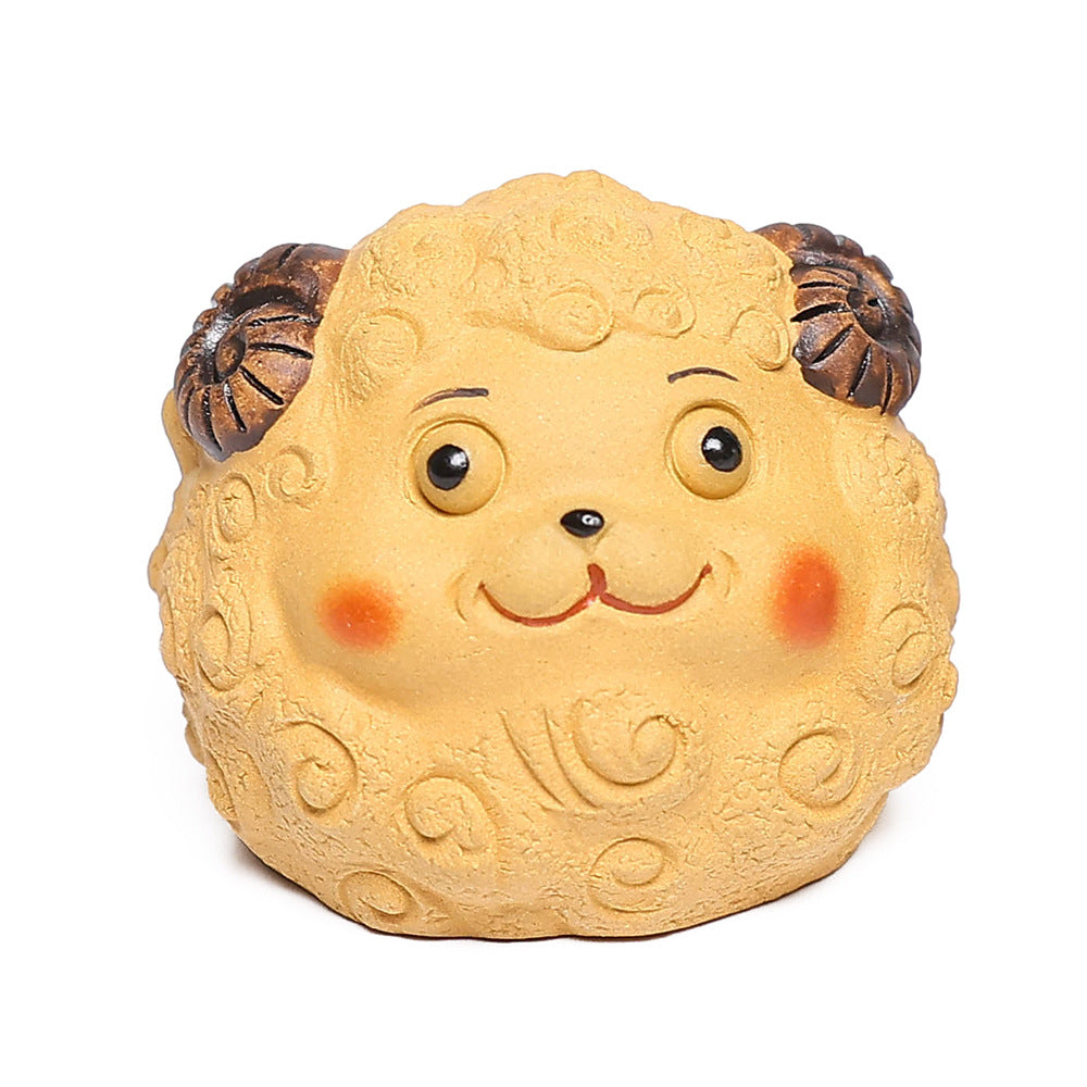 Gohobi Yixing Purple Clay Sheep Tea Pet – Handmade Sanyang Kaitai Ornament