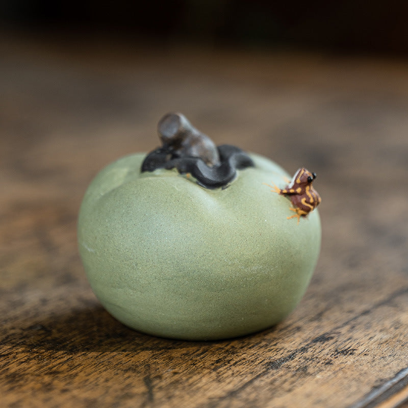 Gohobi Yixing Purple Clay Water-Spraying Stone Frog Tea Pet – Handmade Lotus Pod Ornament