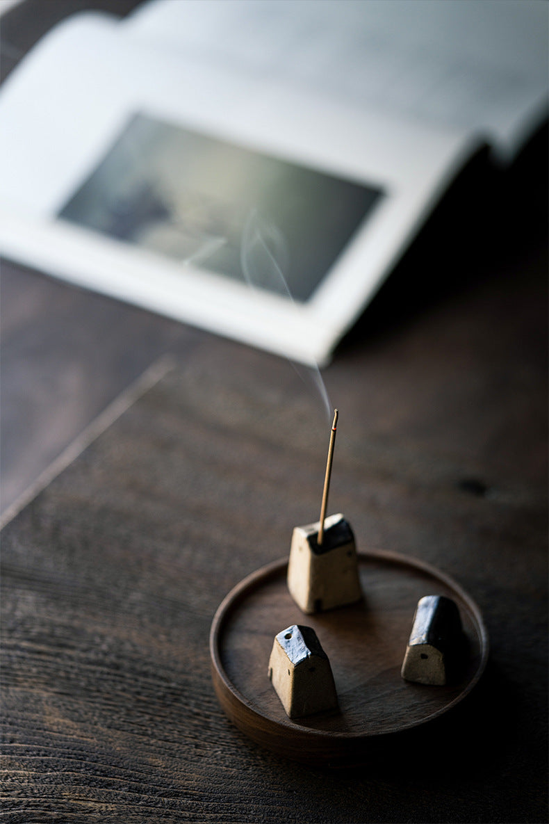 Bouchon d'encens japonais rétro créatif fait à la main, siège d'encens table d'encens plateau de bouchon d'encens de cérémonie du thé à la maison zen