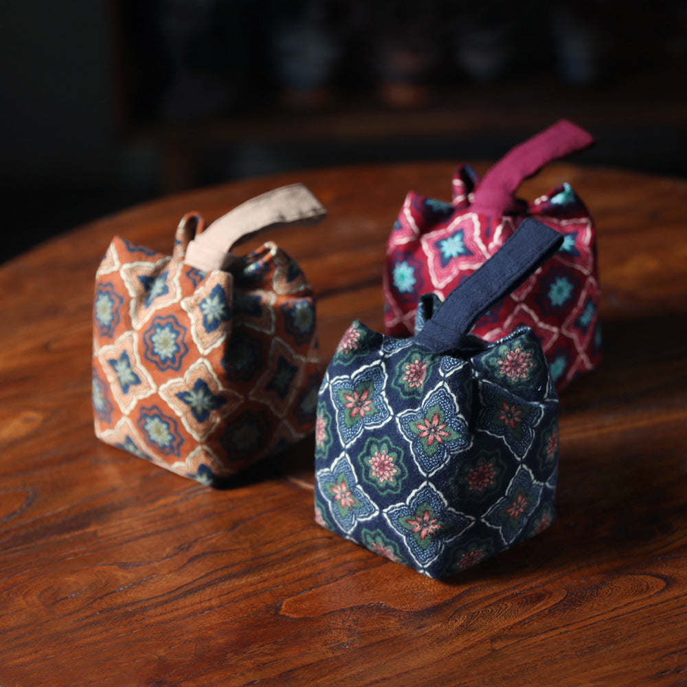 Sac de voyage de rangement pour théière à motif floral ancien de Gohobi