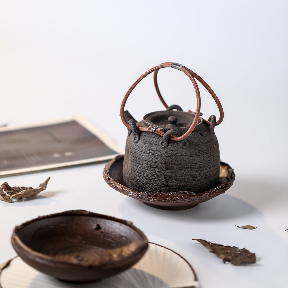 Plateau de service Wabi-Sabi fait main Gohobi Plateau à théière Assiette