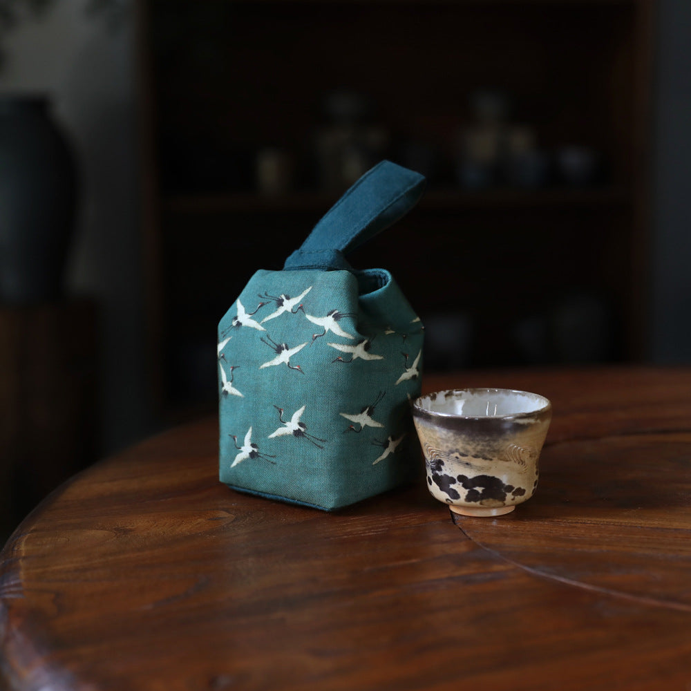 Gohobi Birds Mountains Rivers Teaware Storage Travel Bag (Handle Version) Shifuku