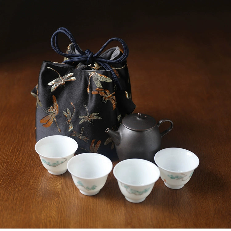 Gohobi Colourful Brocade Teaware Storage Travel Bag Shifuku