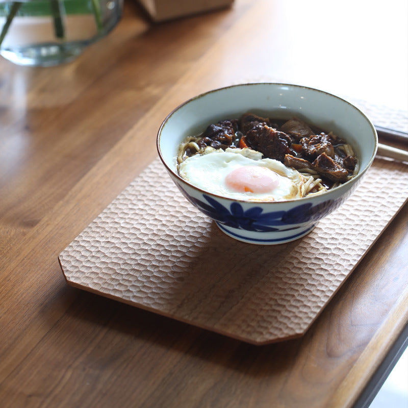 Gohobi Japanese-Inspired Dotted Cherry Wood Serving Tray