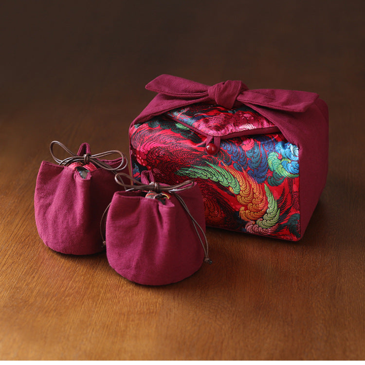 Gohobi Large Colourful Silk Teaware Storage Travel Bag Shifuku