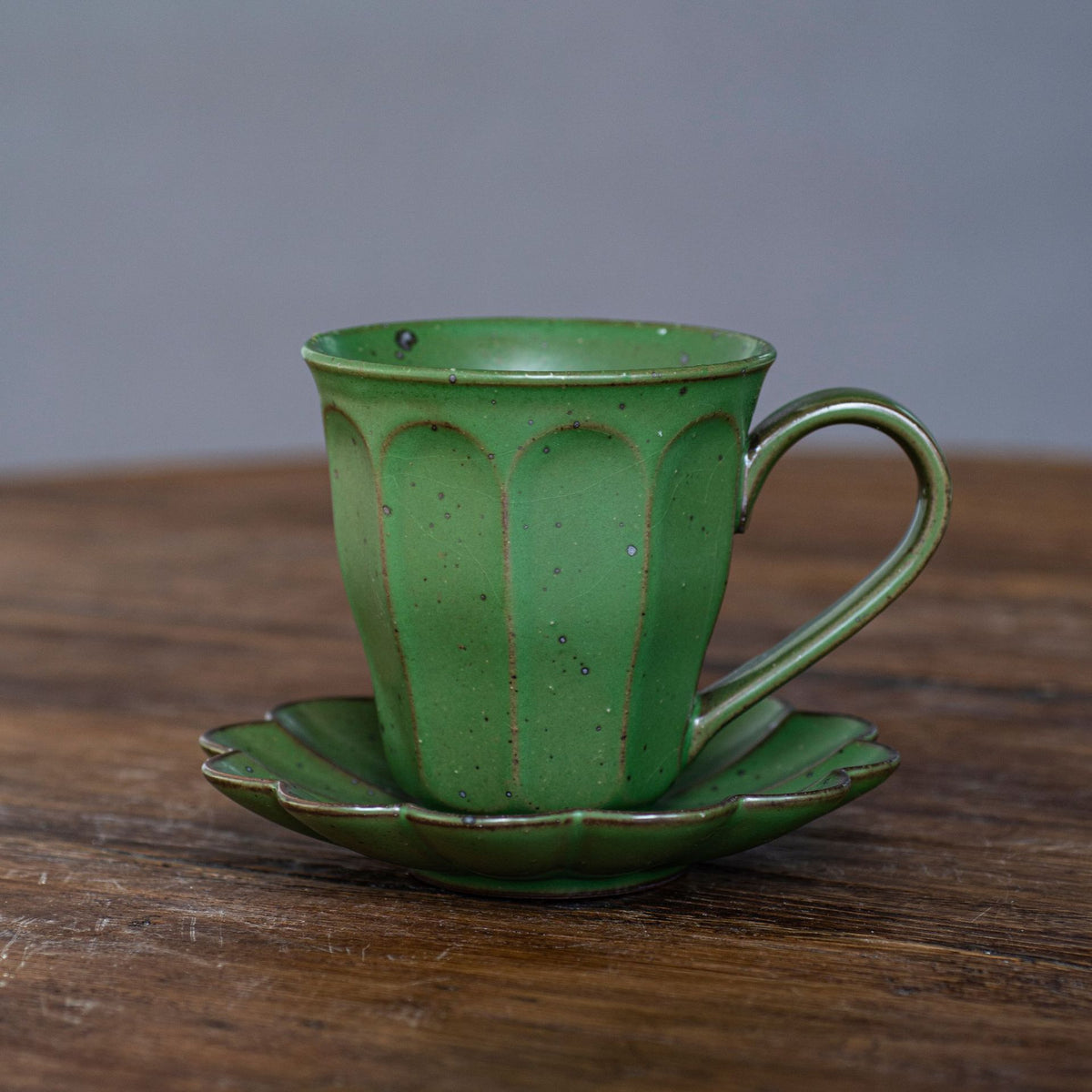 Gohobi Handmade Tall Stoneware Coffee Mug and Saucer Set