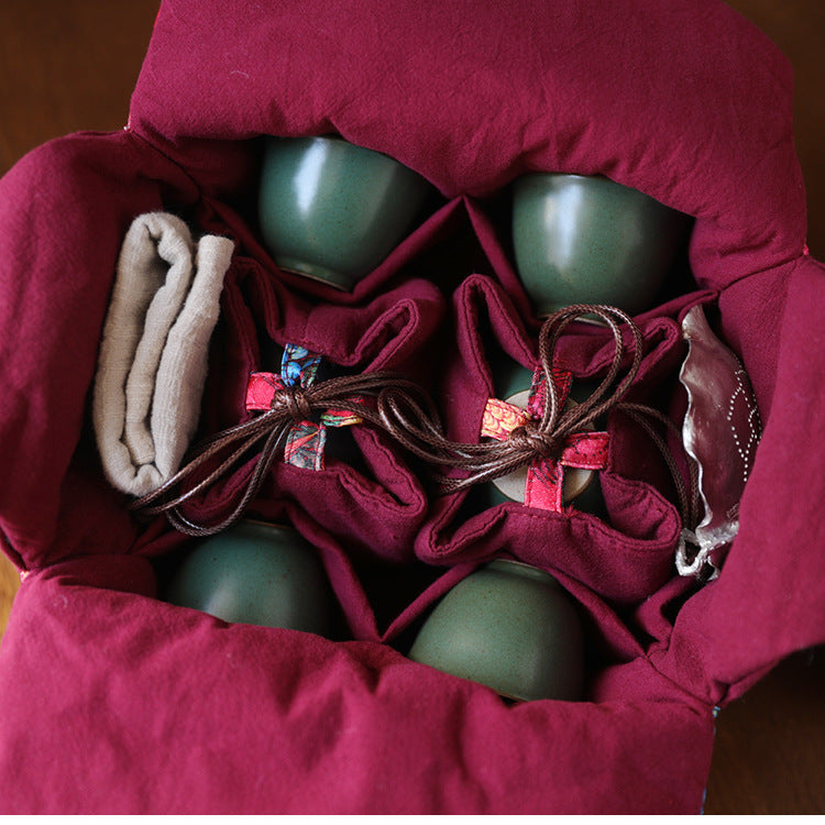 Gohobi Large Colourful Silk Teaware Storage Travel Bag Shifuku