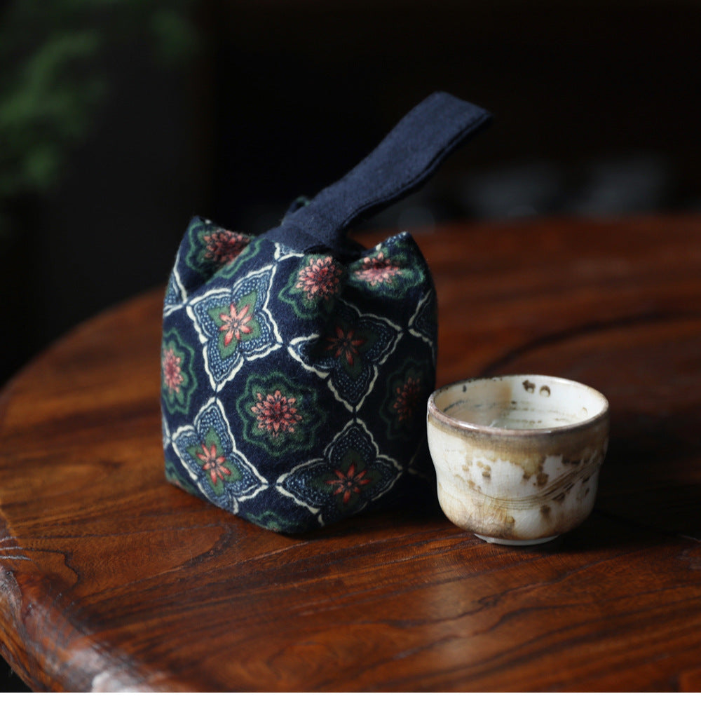 Sac de voyage de rangement pour théière à motif floral ancien de Gohobi