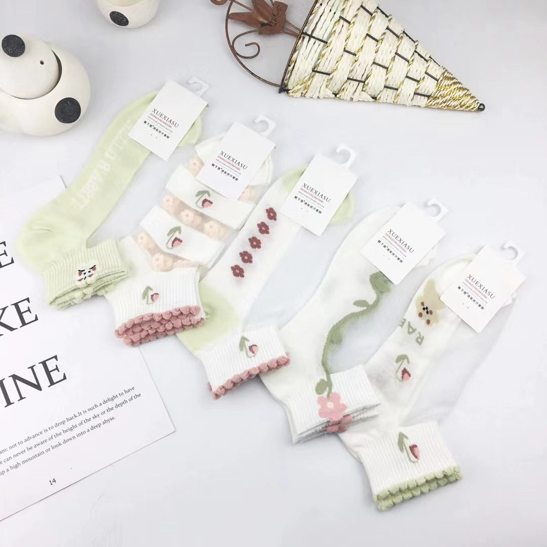 Chaussettes bateau transparentes à paillettes d'été - Légères et douces, design transparent antidérapant