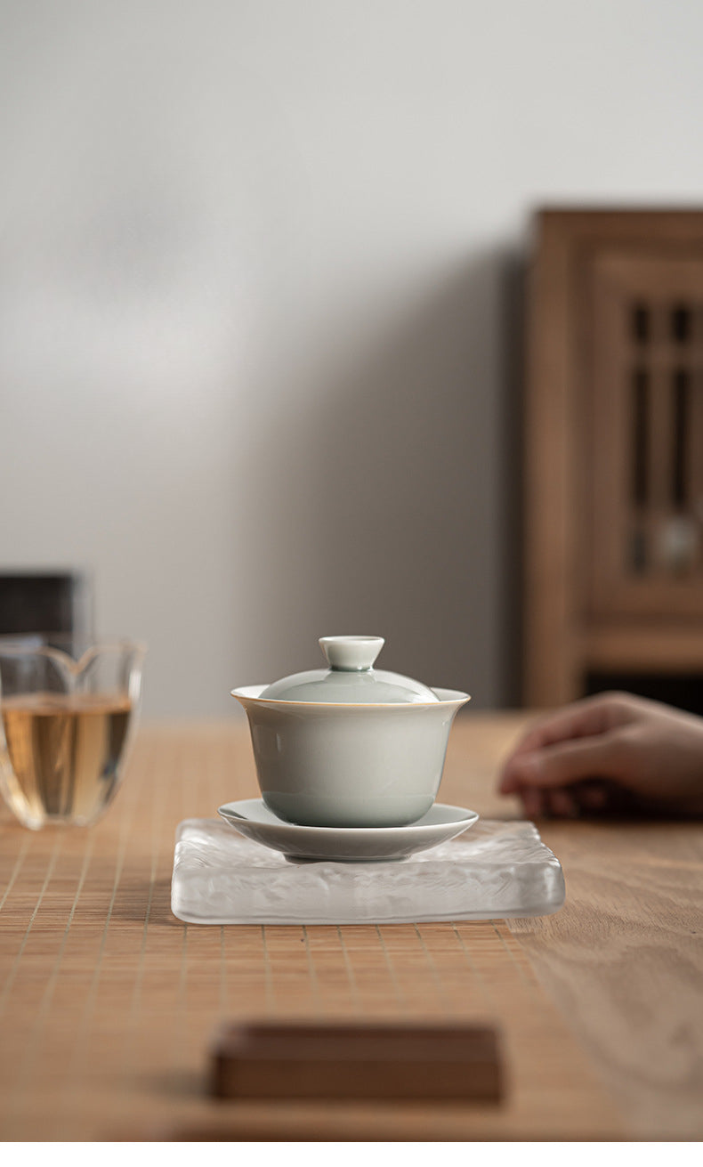 Bol à couvercle Sancai en glaçure de suie et de cendre glacée de style japonais, grande tasse à thé en céramique, bol à thé, service à thé Kung Fu, infuseur à thé, bol à thé