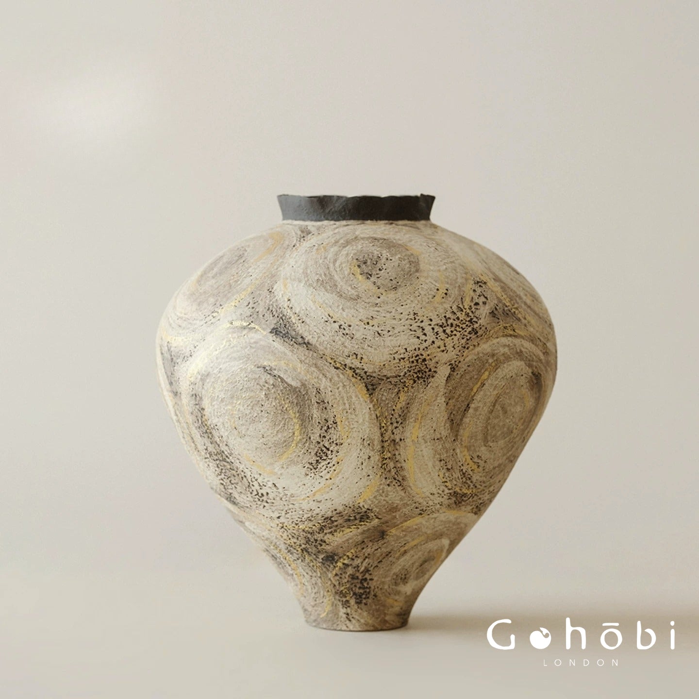 Gohobi Wabi-Sabi Japanese Style Ceramic Vase – Handmade Jingdezhen Sand Texture Flower Vase