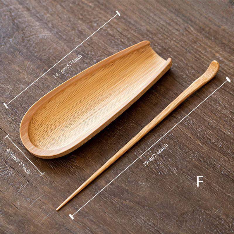 Gohobi Retro Bamboo Chaze Tea Tool Set – Handmade Chinese Tea Lotus Scoop, Teaspoon & Tea Needle Three-Piece Set