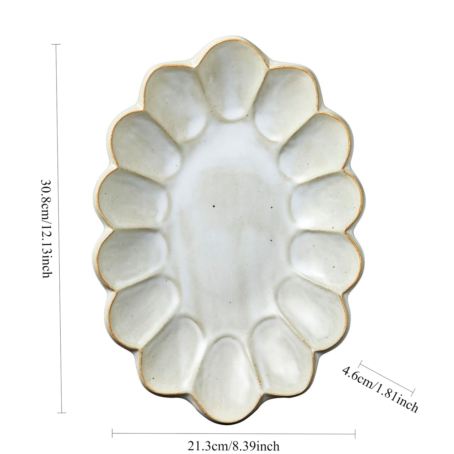 Assiette à pâtes en grès faite à la main de style japonais Gohobi en forme de fleur de poirier